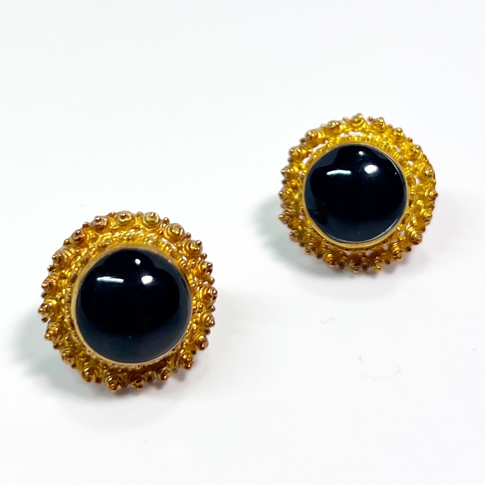 Bali Gold Black Earring Tribal